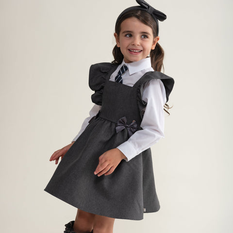 Caramelo Kids Girls Grey Pinafore