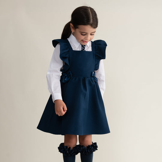 Girls Navy Pinafore