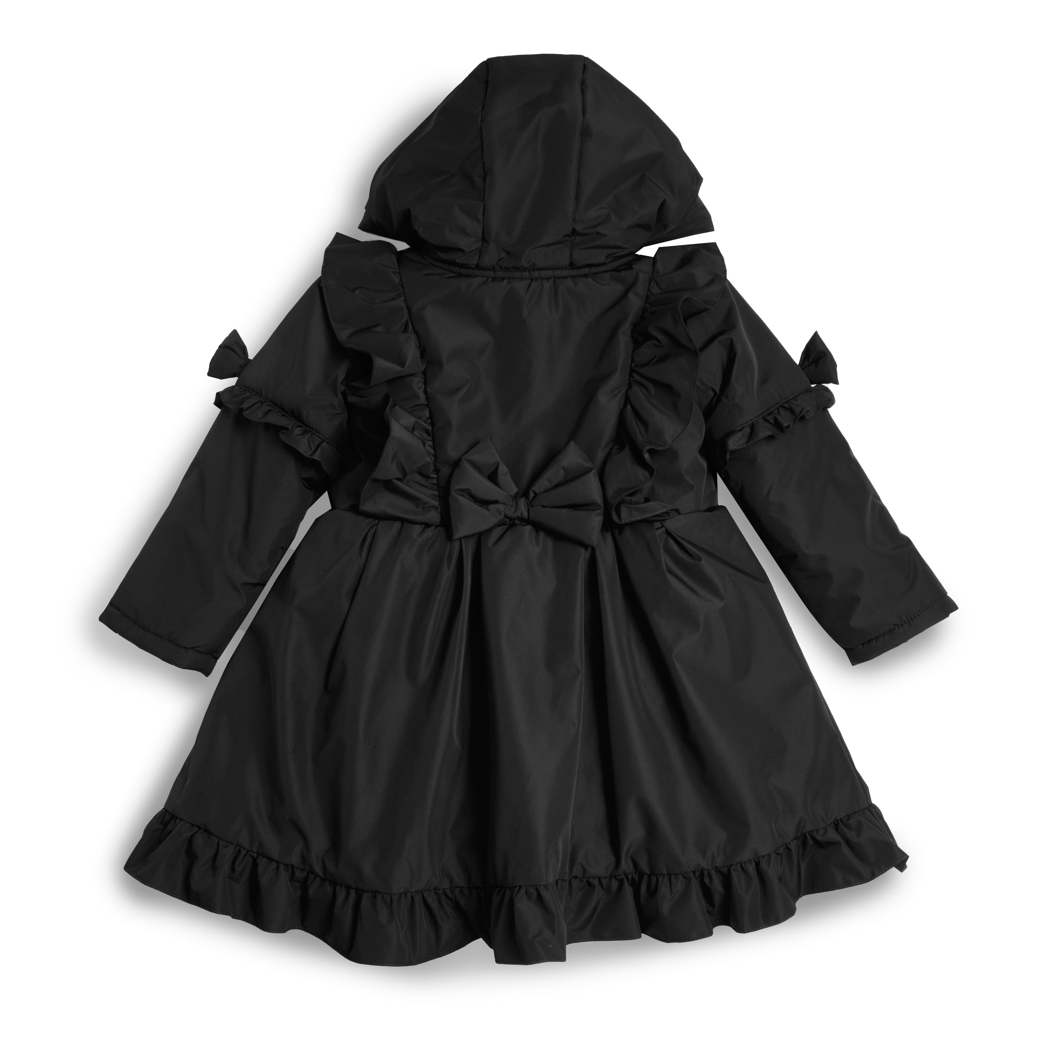 Caramelo Kids Girls Black Frill Coat