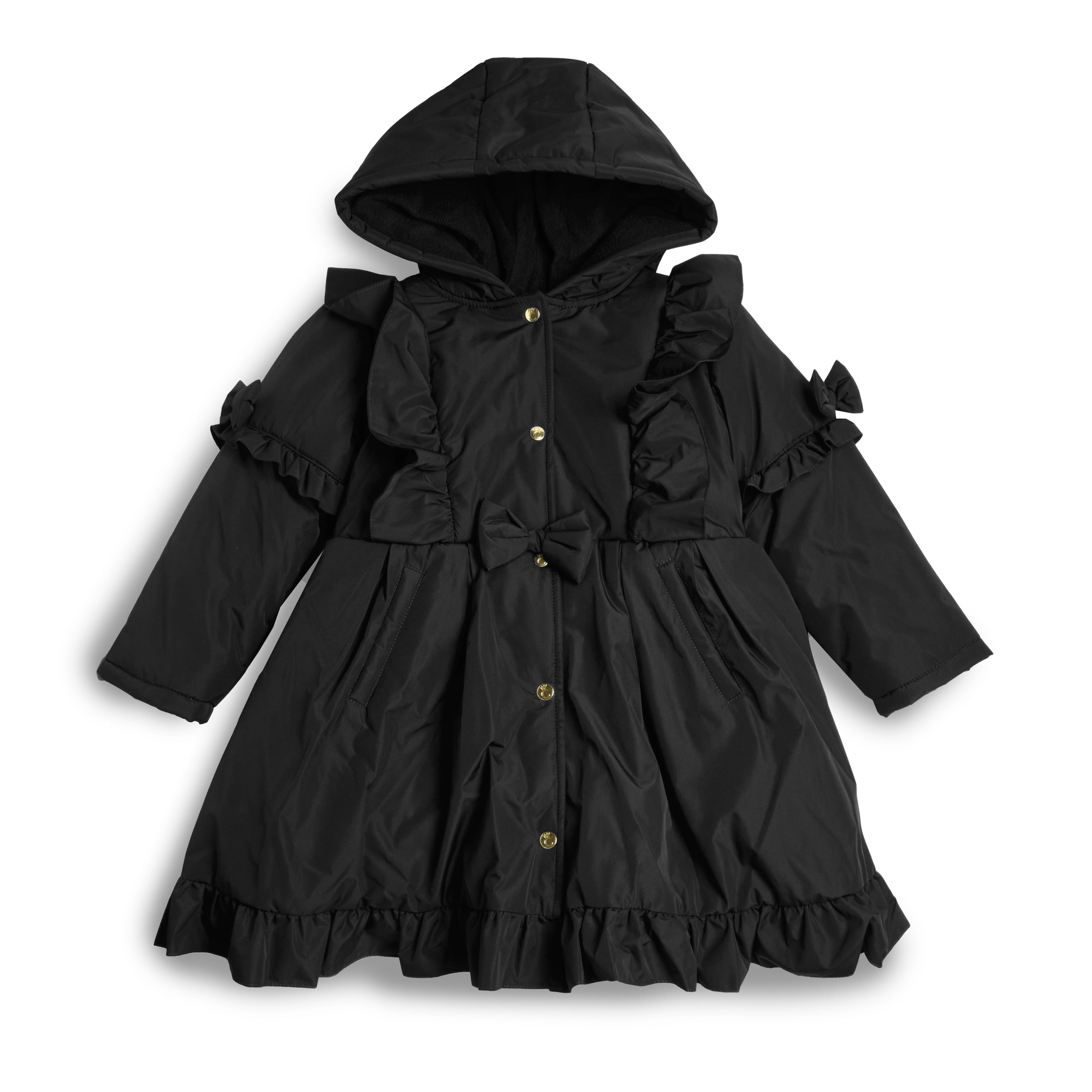 Caramelo Kids Girls Black Frill Coat