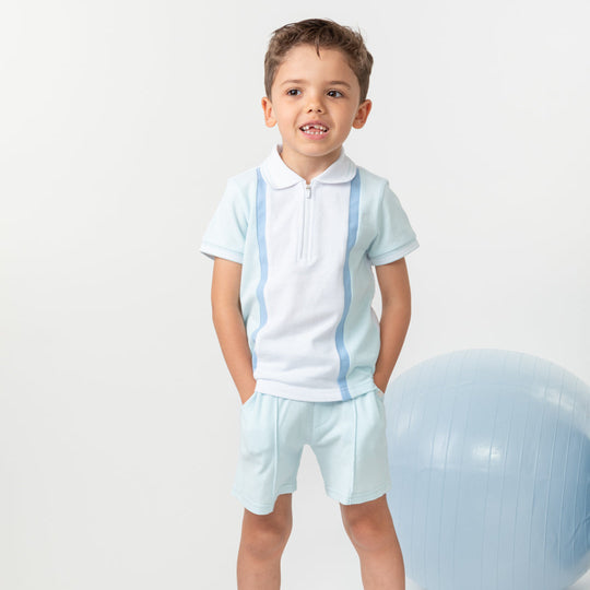 Boys Blue Polo Short Set