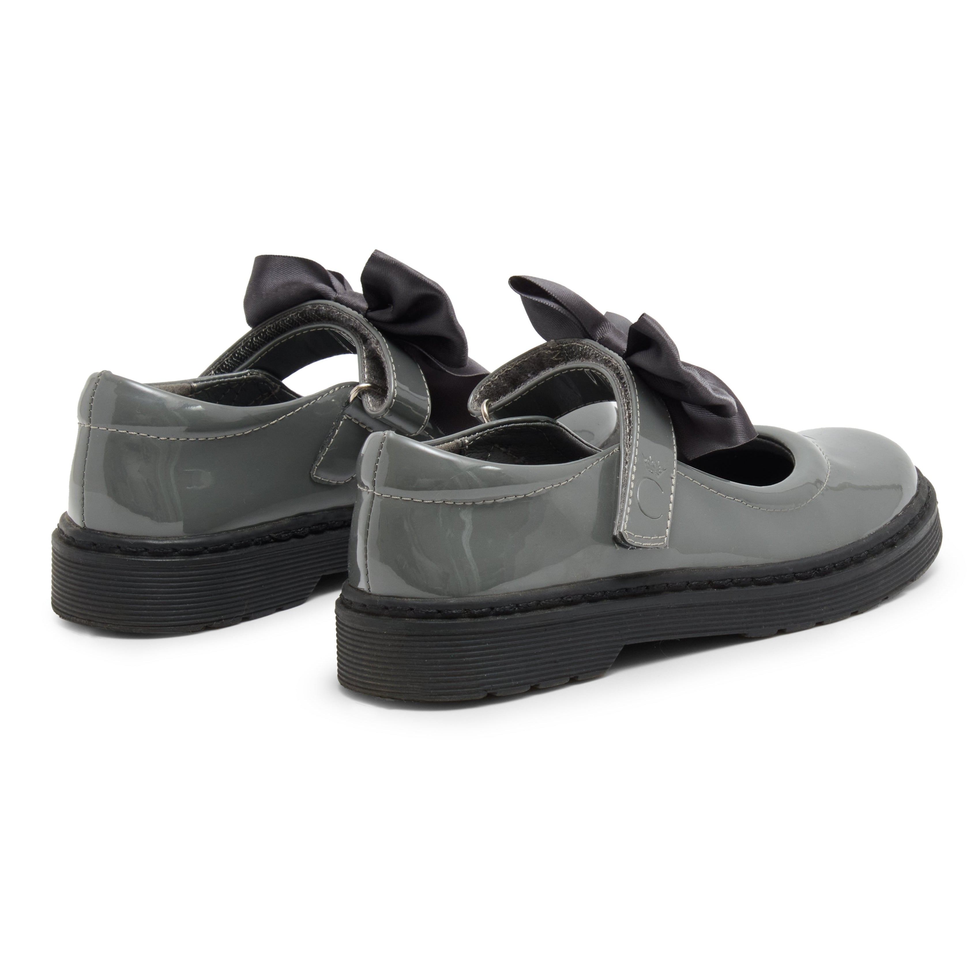 Caramelo Kids Girls Grey Bow School Shoes