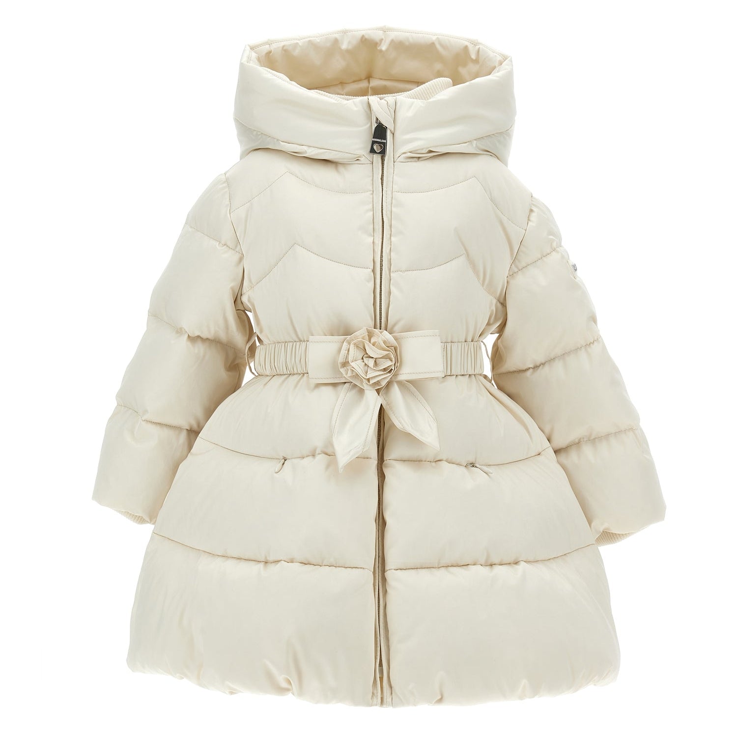 Monnalisa Girls Cream Hooded Coat