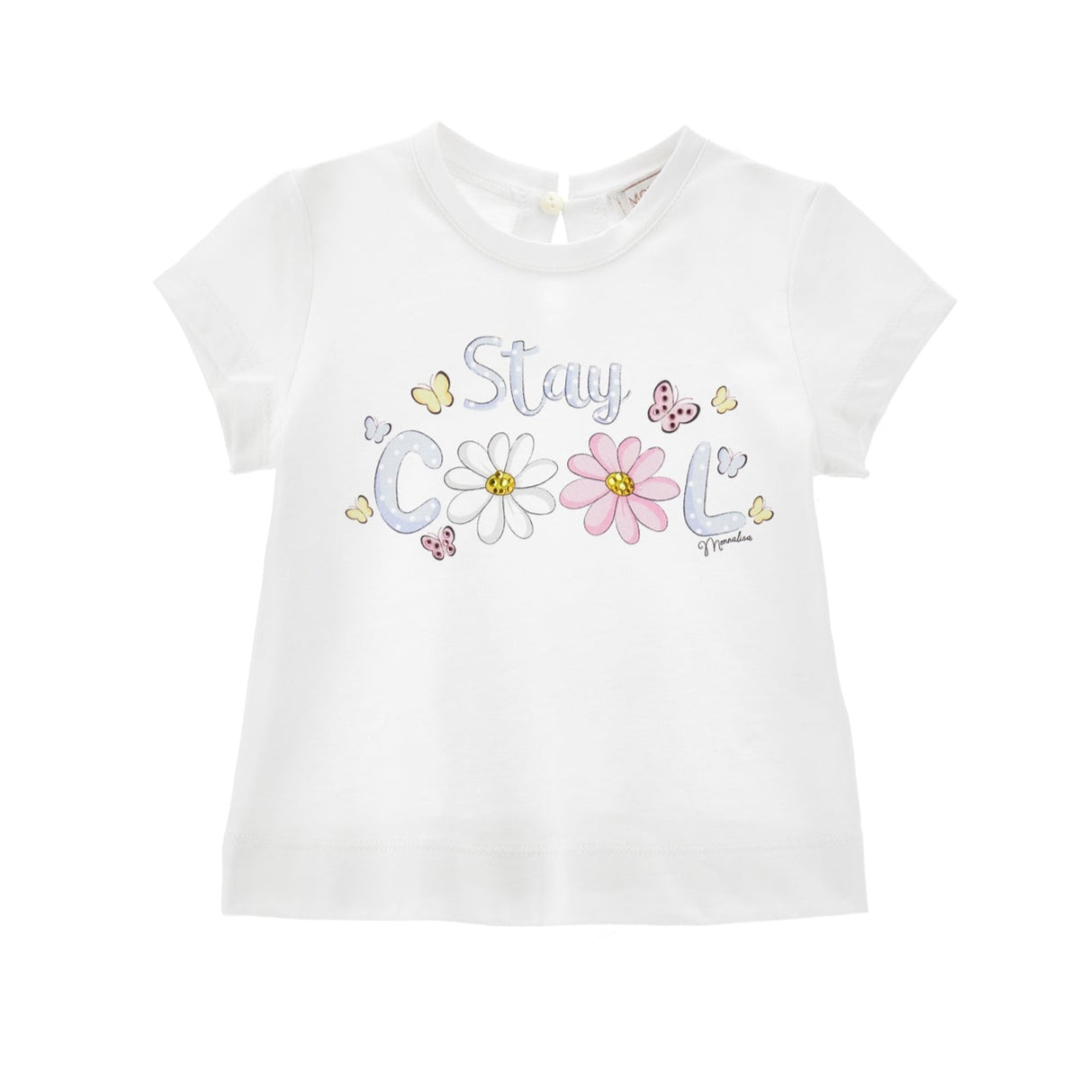 Monnalisa Baby Girls White Flower T-Shirt