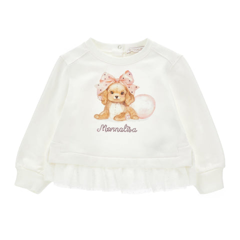 Monnalisa Girls Cream Tulle Sweater