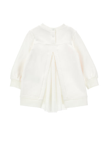 Monnalisa Girls Cream Puppy Bow Dress