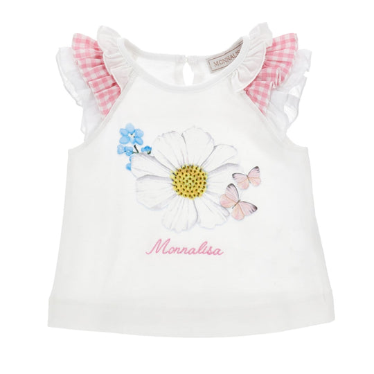 Girls White Flower T-Shirt