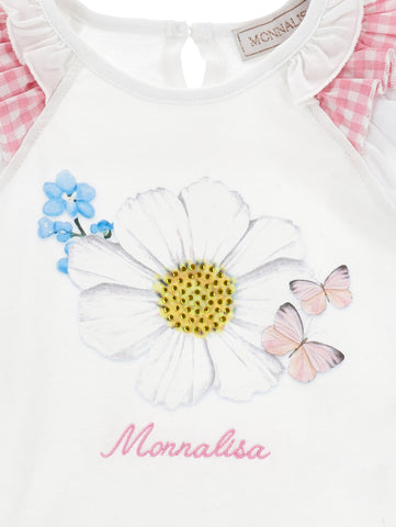 Monnalisa Girls White Flower T-Shirt