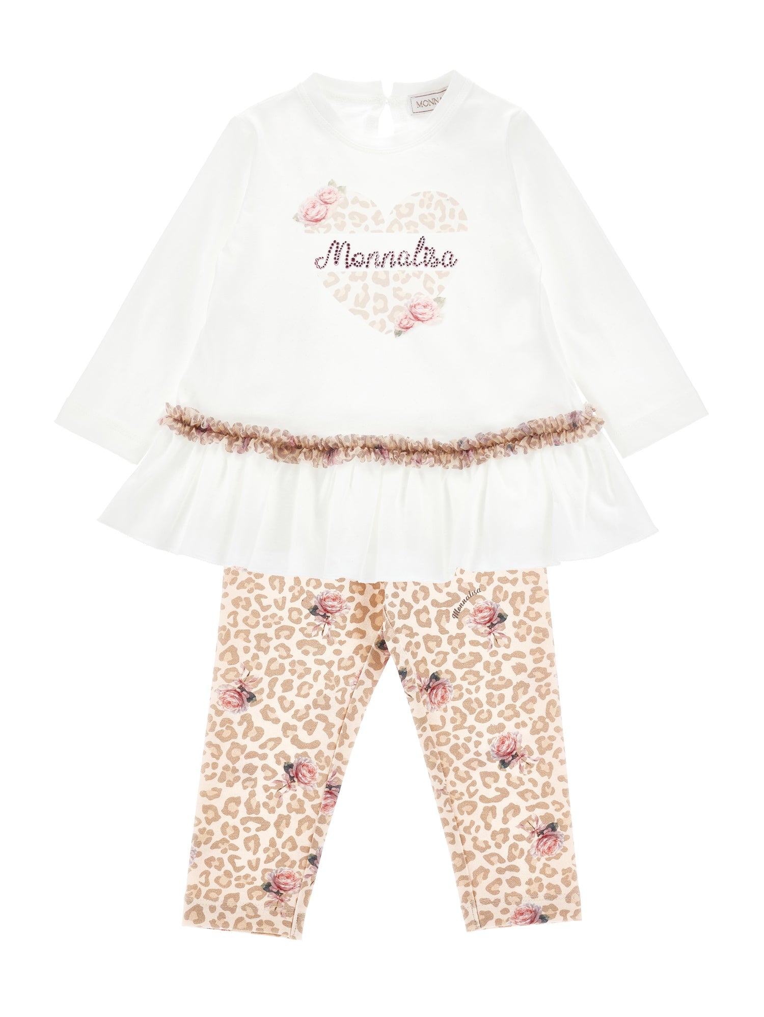 Monnalisa Girls Cream Leopard Print Legging Set