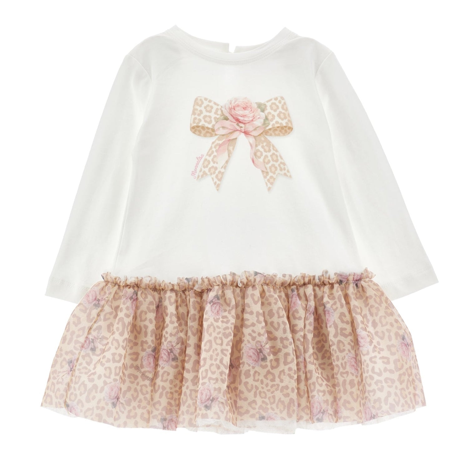 Monnalisa Girls Cream Leopard Dress