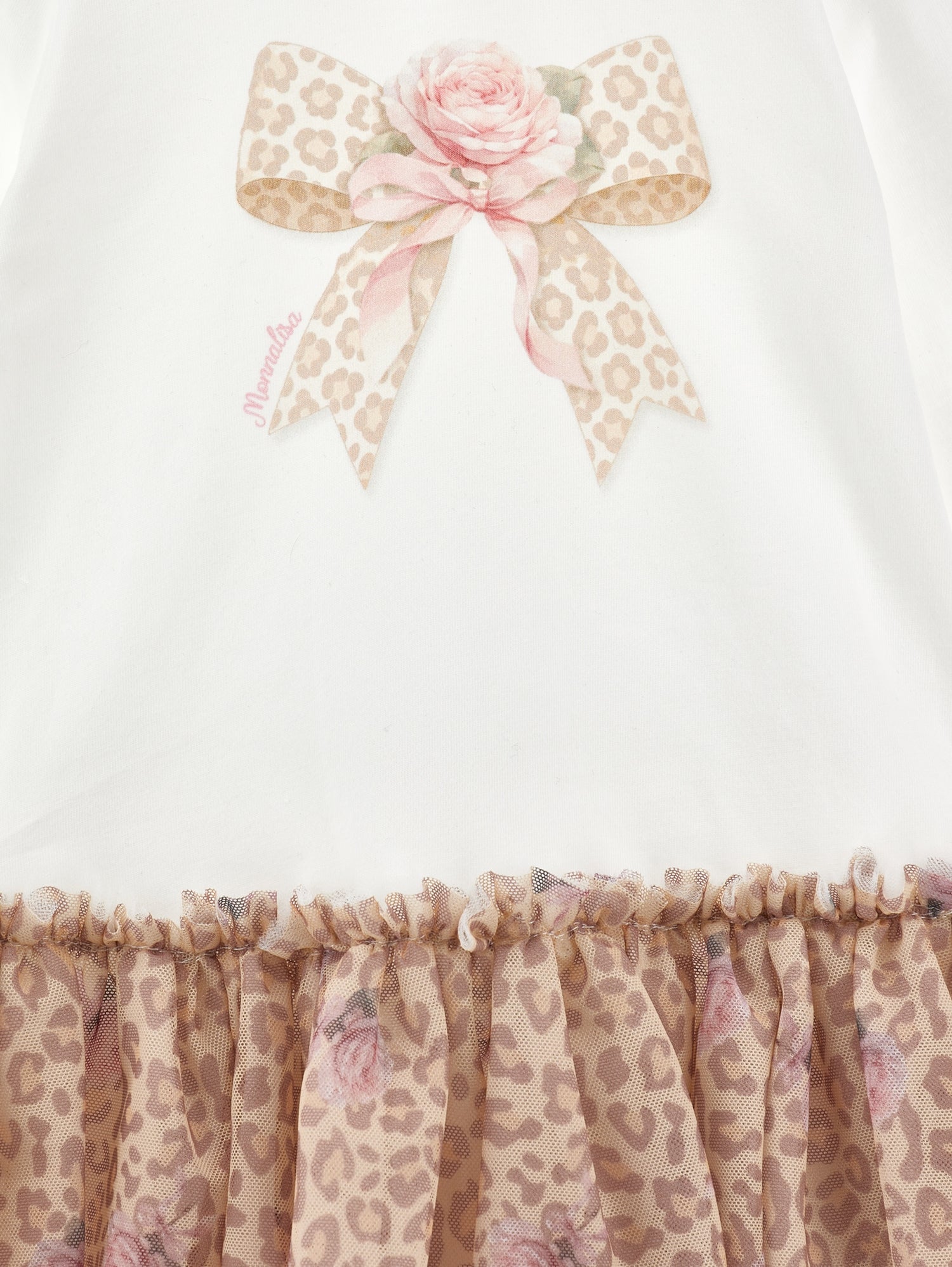 Monnalisa Girls Cream Leopard Dress