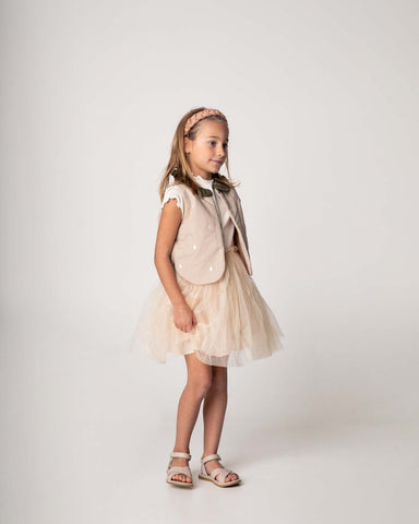 Donsje Girls Soft Powder Metallic Pien Skirt