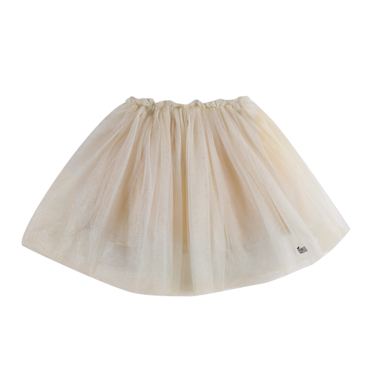 Girls Off White Metallic Pien Skirt