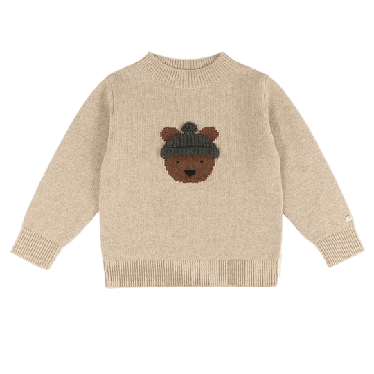 Boys Biscotti Melange Denn Bear Merino Wool Sweater