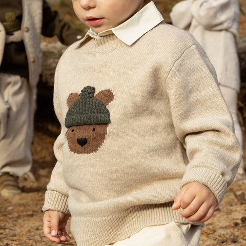 Donsje Boys Biscotti Melange Denn Bear Merino Wool Set