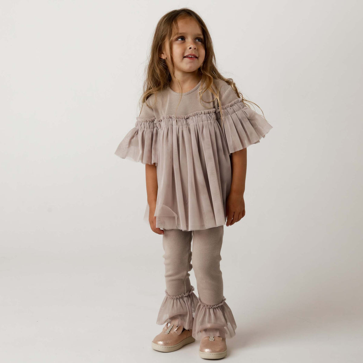 Donsje Girls Brown Tulle Top