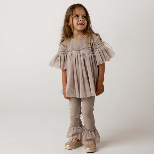 Girls Brown Tulle Top