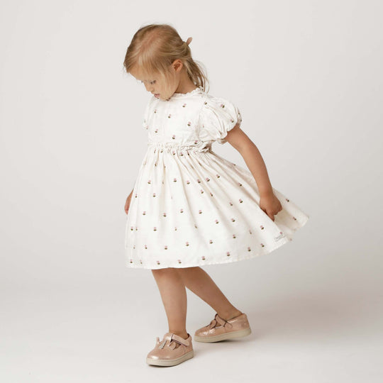 Girls Cream Rose Dress