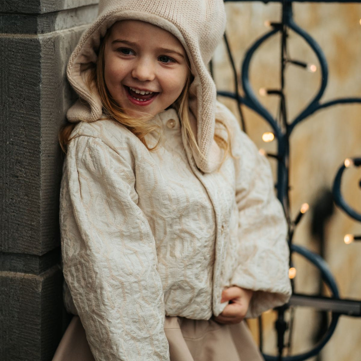 Donsje Girls Cream With Rose Chain Gianne Jacket