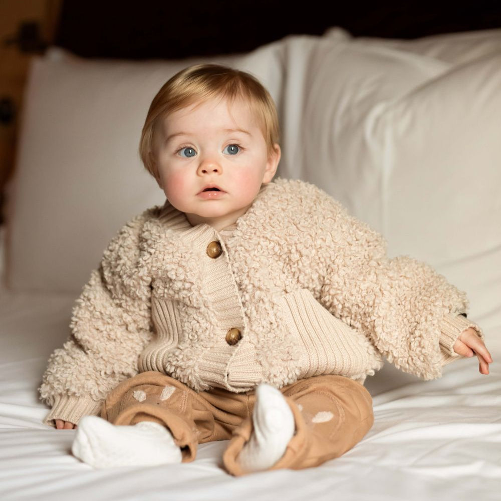 Donsje Unisex Taupe Teddy Olaan Cardigan