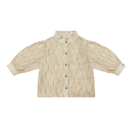 Girls Taupe With Rose Chain Fini Blouse