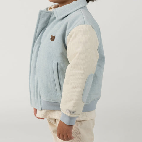 Donsje Boys Ice Blue Bear Bomber Jacket