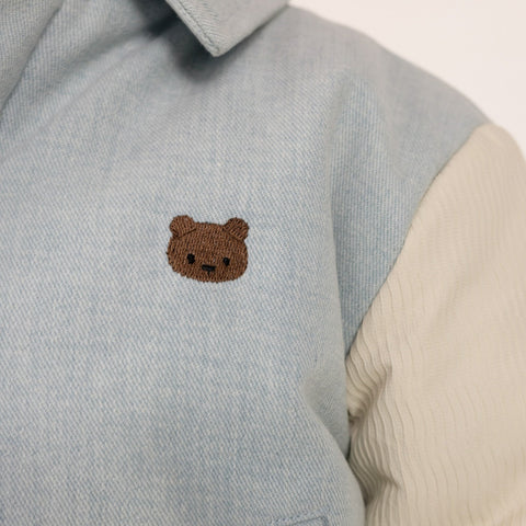 Donsje Boys Ice Blue Bear Bomber Jacket