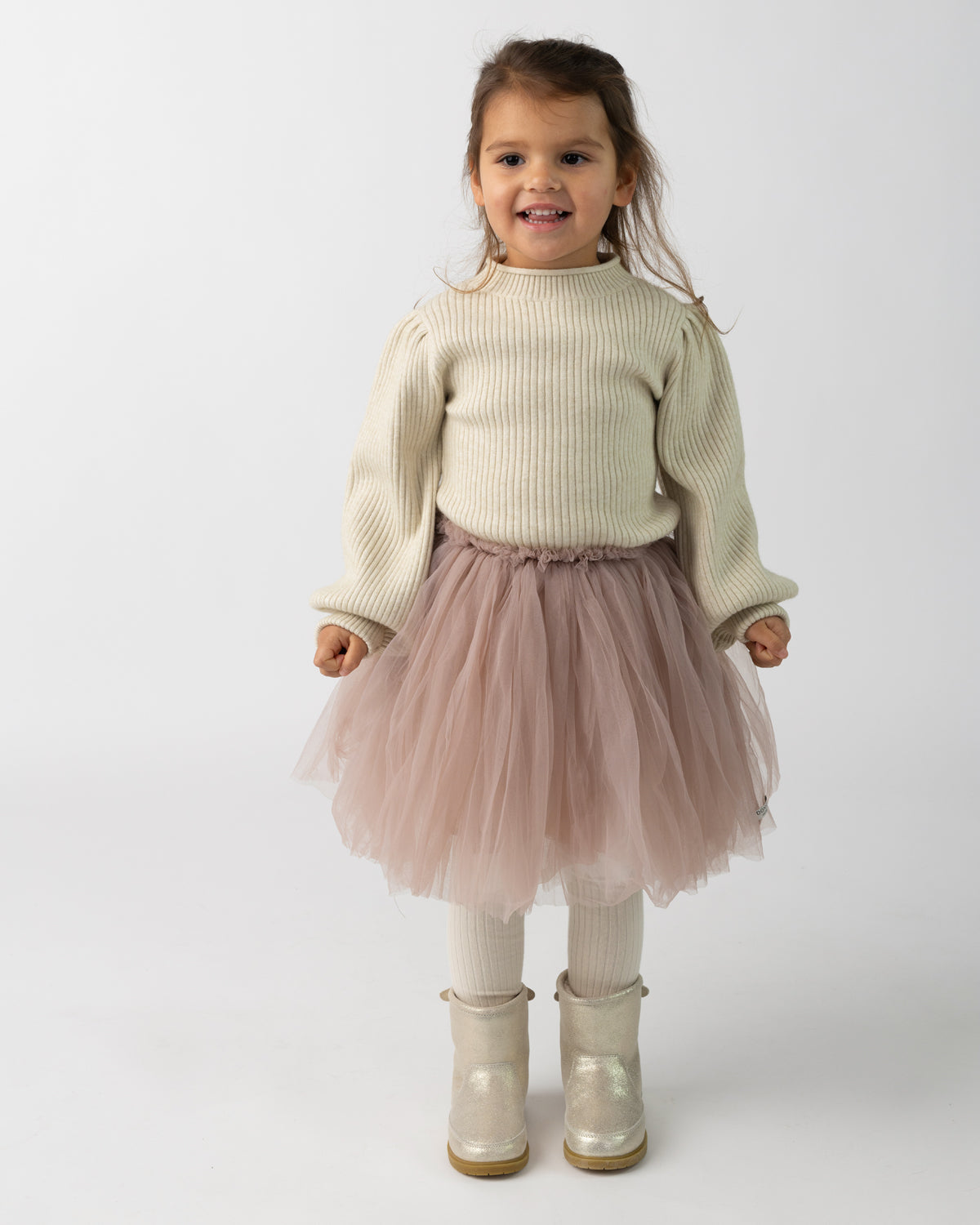 Donsje Girls Warm White Melange Ada Sweater