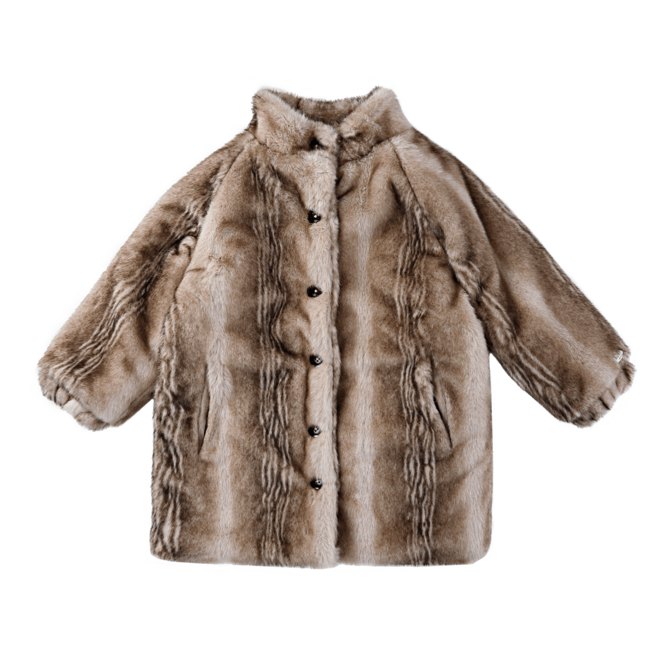 Donsje Girls Soft Taupe Striped Teddy Mila Jacket