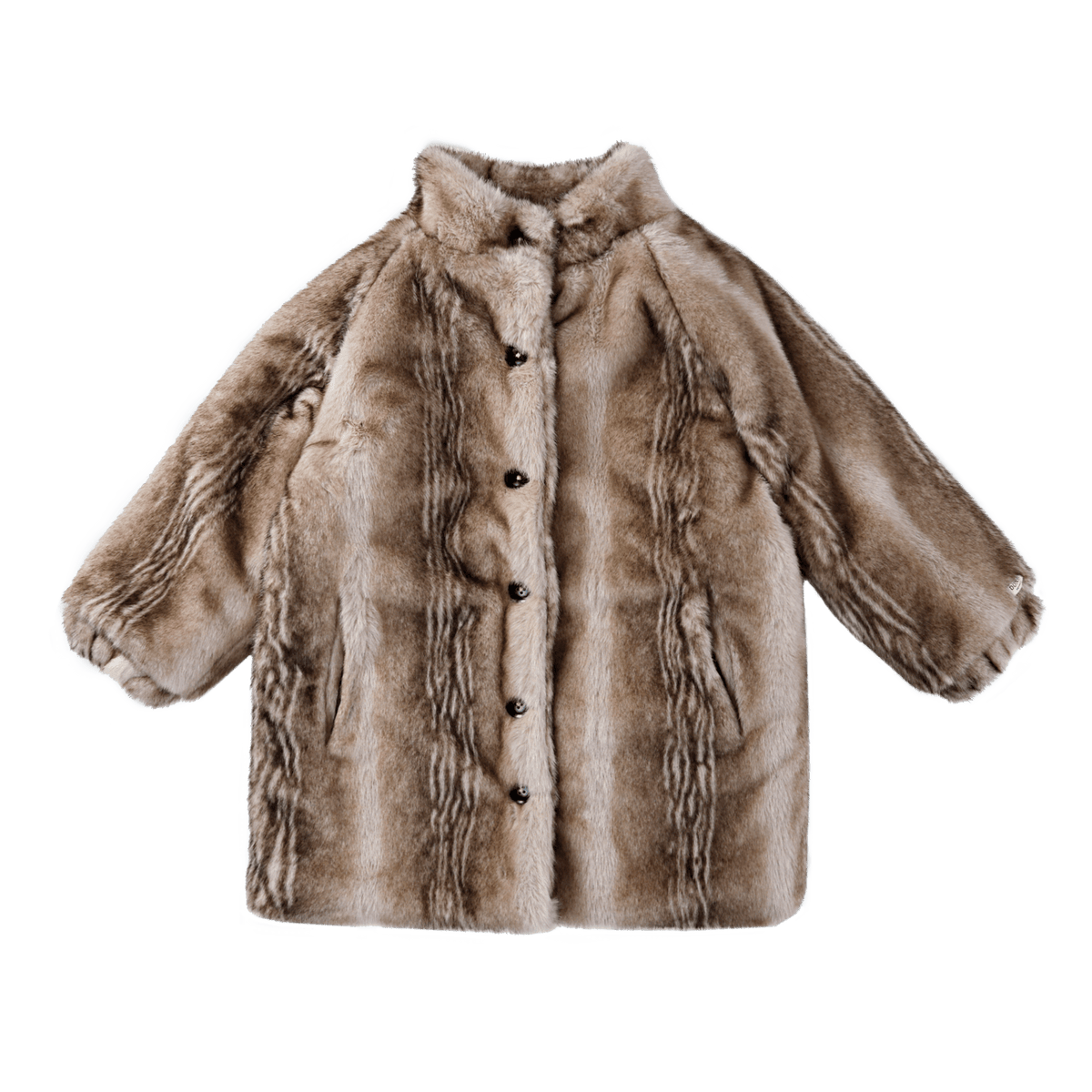 Donsje Girls Soft Taupe Striped Teddy Mila Jacket
