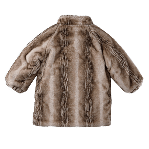 Donsje Girls Soft Taupe Striped Teddy Mila Jacket