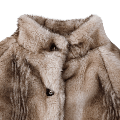 Donsje Girls Soft Taupe Striped Teddy Mila Jacket