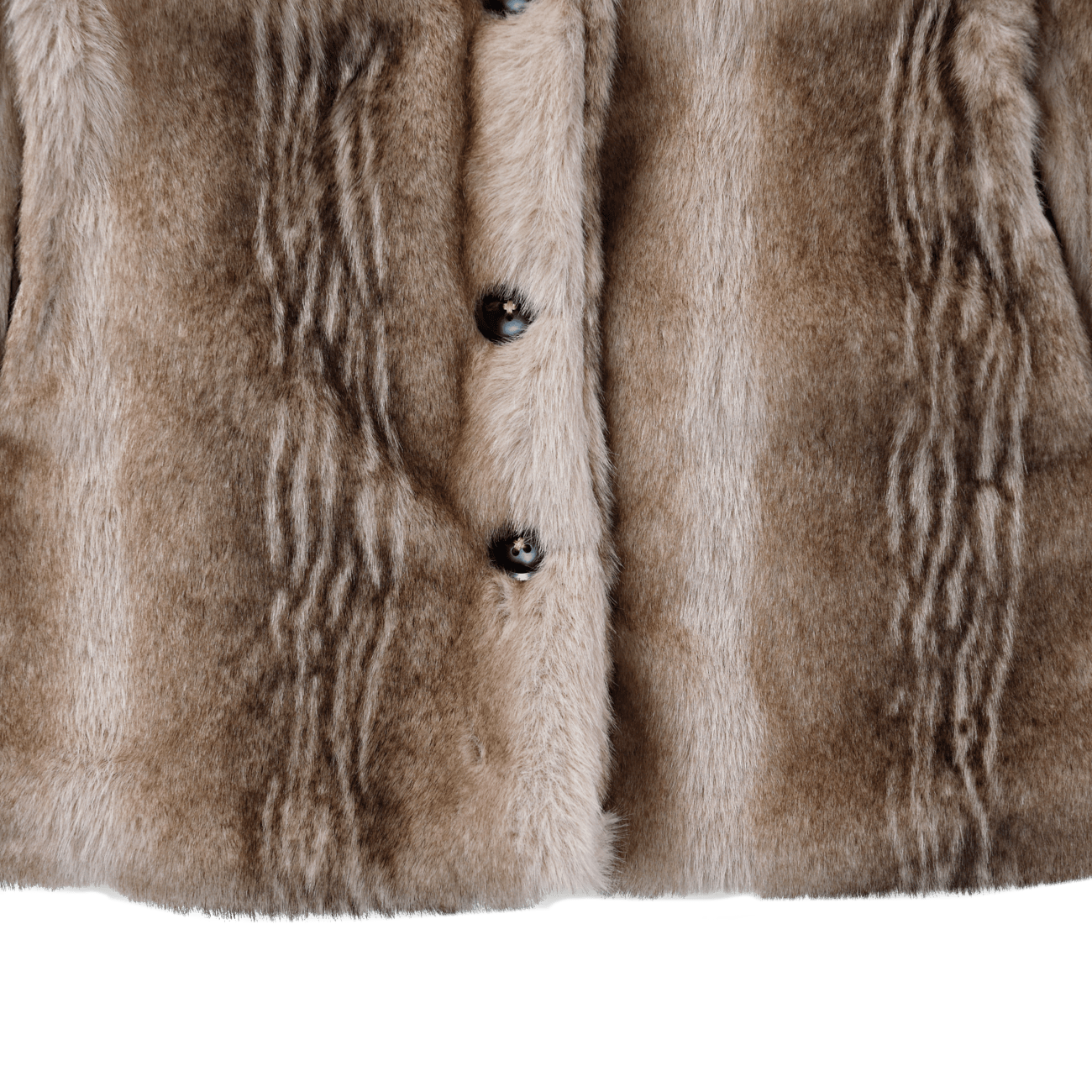 Donsje Girls Soft Taupe Striped Teddy Mila Jacket