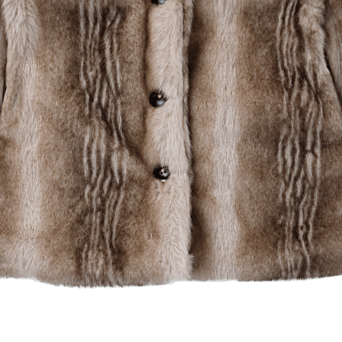Donsje Girls Soft Taupe Striped Teddy Mila Jacket