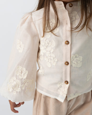 Girls Soft Powder White Blossom Kubwa Skirt Set
