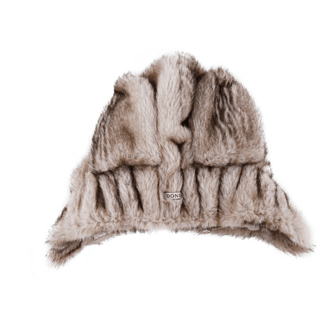 Donsje Girls Soft Taupe Striped Teddy Evangeline Hat