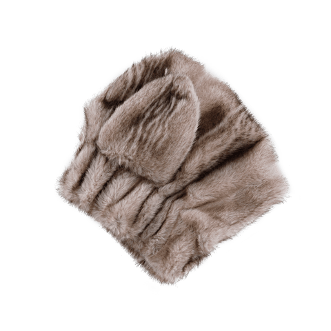 Donsje Girls Soft Taupe Striped Teddy Evangeline Hat