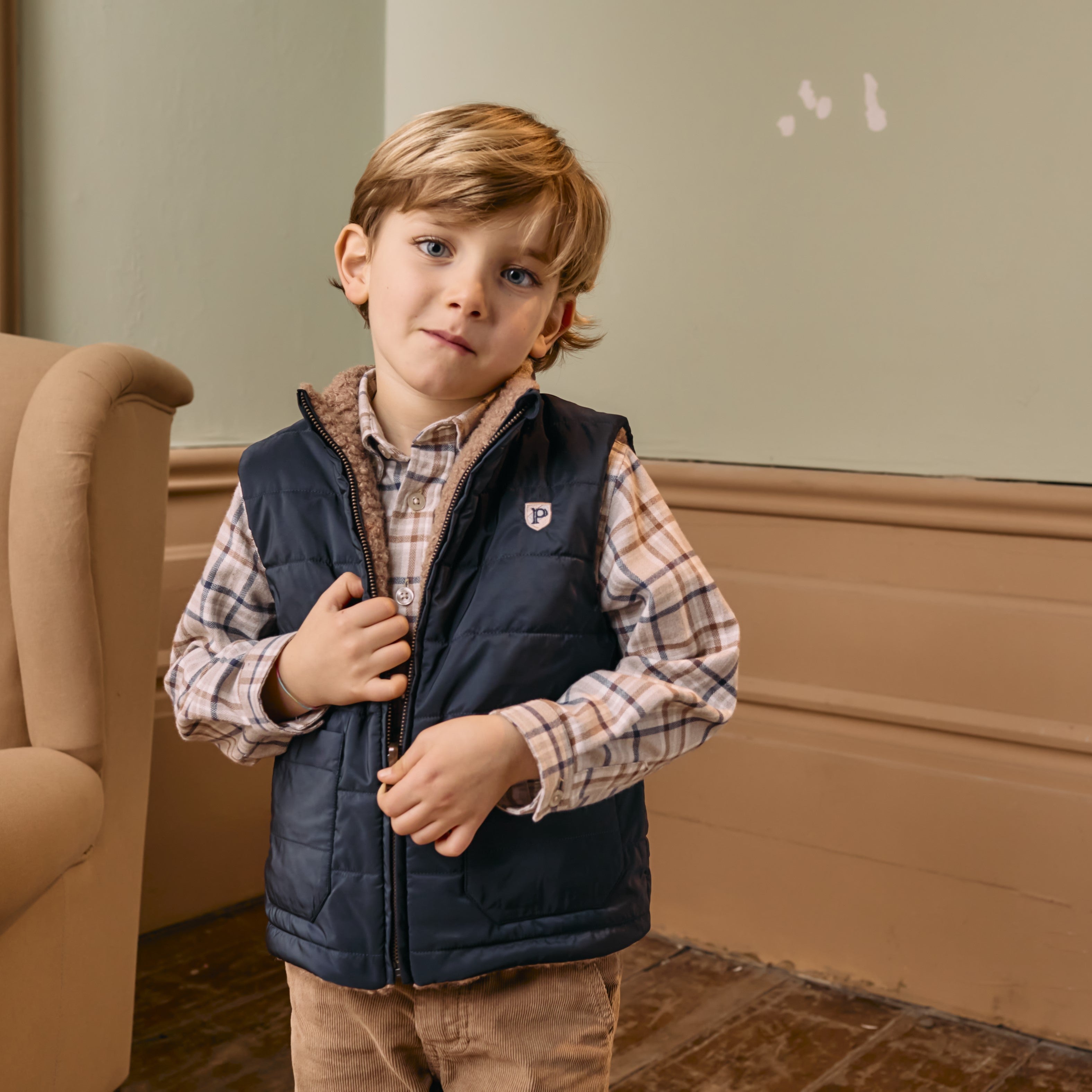 Patachou Boys Navy Reversible Gilet