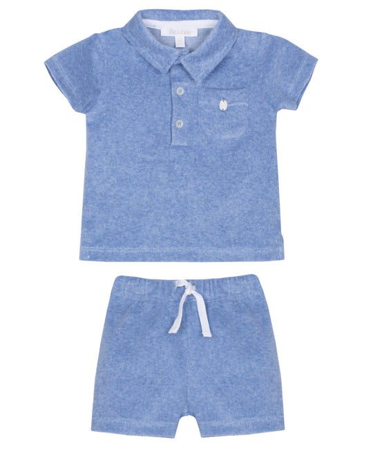 Baby Boys Blue Toweling Short Set