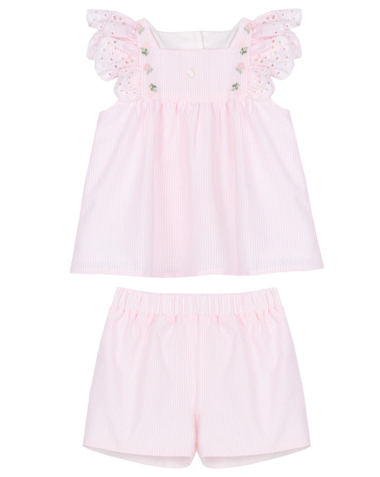 Baby Girls Pink Frill Short Set