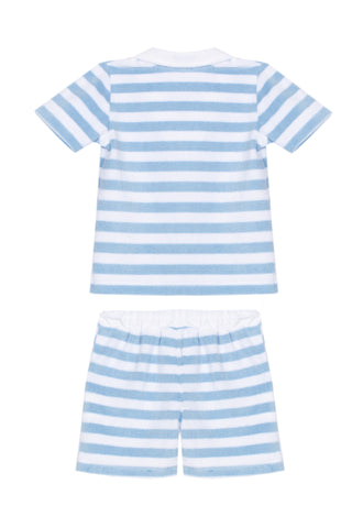 Patachou Boys Blue Stripe Towelling Short Set