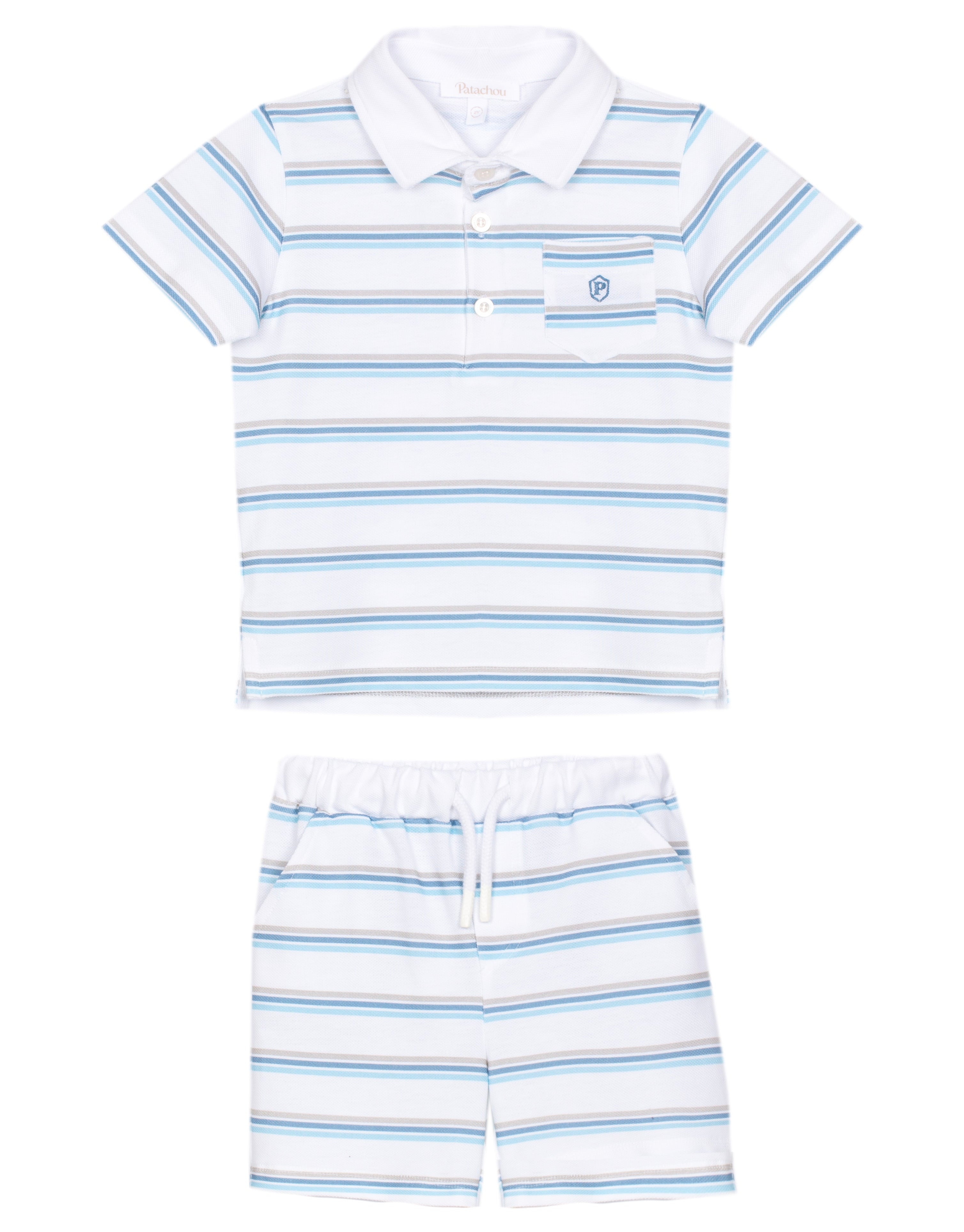 Patachou Boys Blue Stripe Short Set