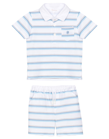 Patachou Boys Blue Stripe Short Set