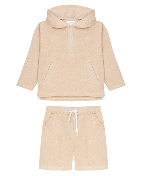 Boys Beige Towelling Short Set