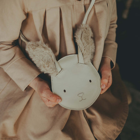 Donsje Girls Cream Leather Britta Exclusive Rabbit Purse