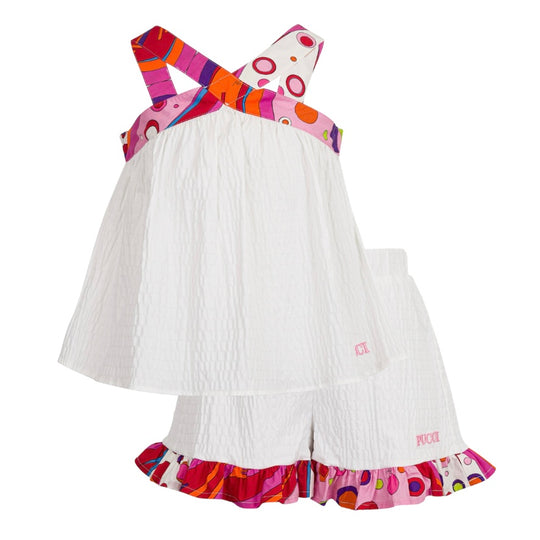 Girl White Frill Short Set