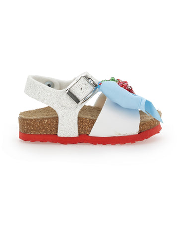 Monnalisa Girls White And Red Strawberry Sandals