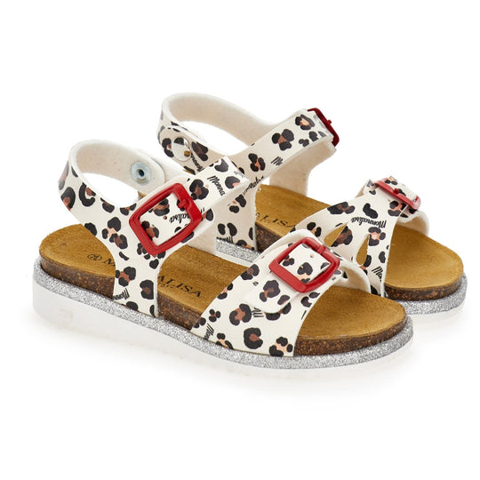 Girls White Leopard Sandals