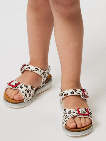 Monnalisa Girls White Leopard Sandals