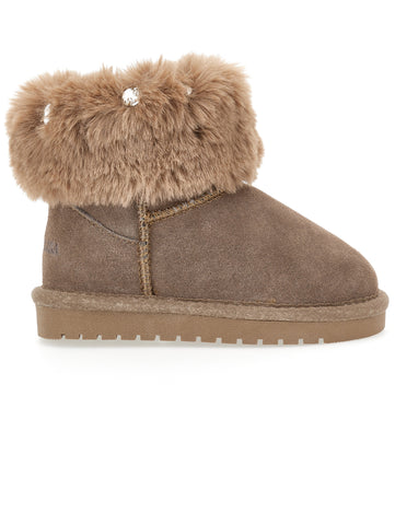 Monnalisa Girls Brown Faux Fur Boots